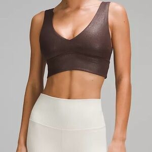 Lululemon Align Ribbed V-neck bra light support C/D shine Espresso Size 6